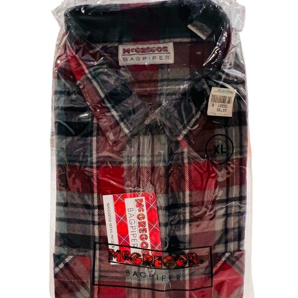 VTG McGregor Bagpiper Flannel Shirt XL NOS Sealed Jamesway Plaid Cotton Heritage